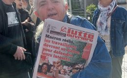 Martine Amelin infatigable tête de liste Lutte ouvrière et vendeuse du journal LO - © leglob-journal.fr