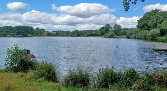 L'étang avec une route communale située sur la digue qui sert de barrage comme c’est souvent le cas en Mayenne – © leglob-journal.f