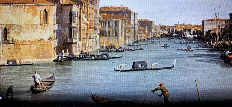 Le Venise du XVIII ème siècle, au déjà trafic intense - Huile sur toile